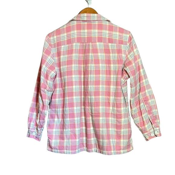 L.L. Bean pink Sherpa lined plaid shirt - Picture 7 of 8